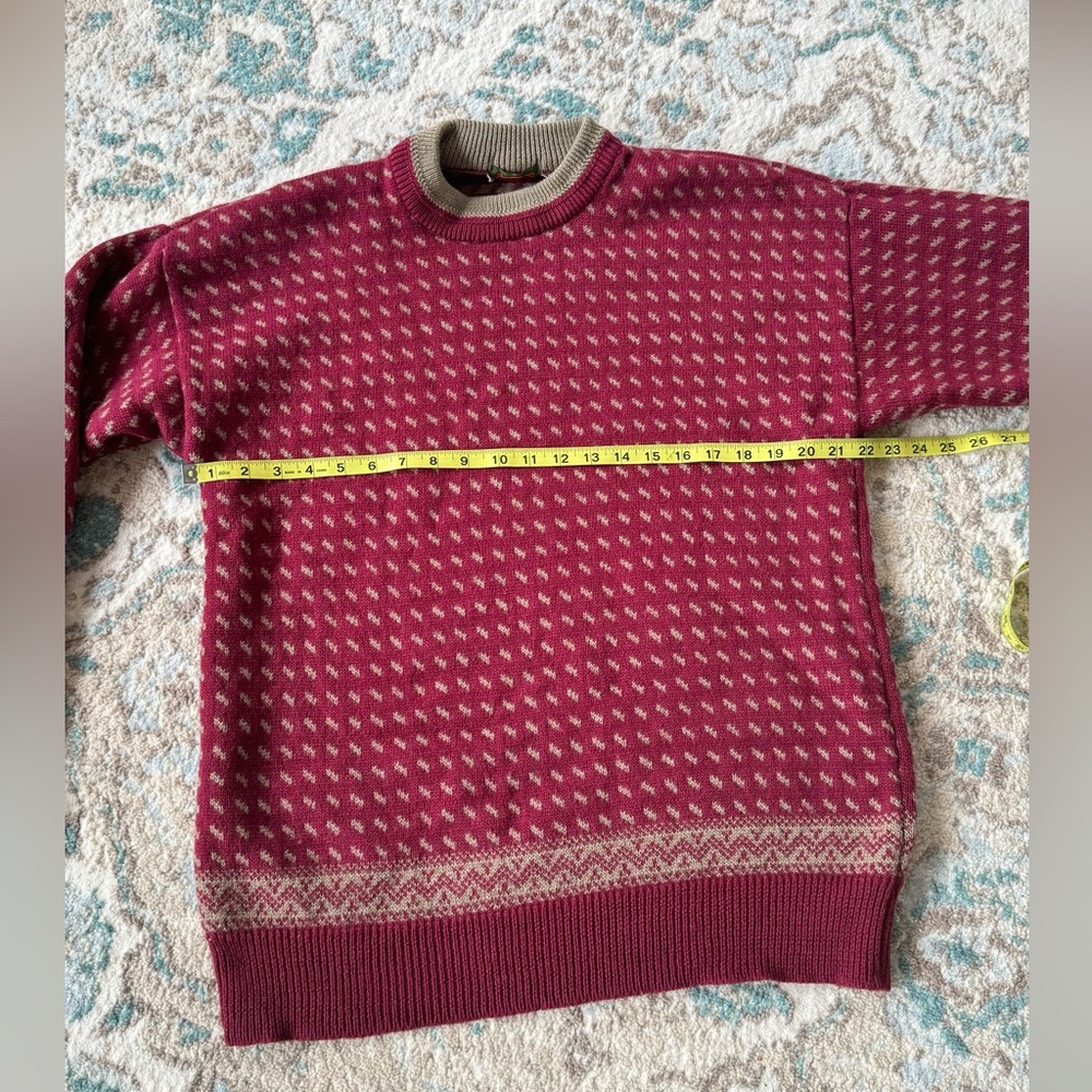Boston traders Men's wool sweater Siz Medium Red Knit isle Nordic pullover sz XL - Picture 3 of 8